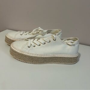 H&M White Canvas Platform Espadrille Sneakers Size 10